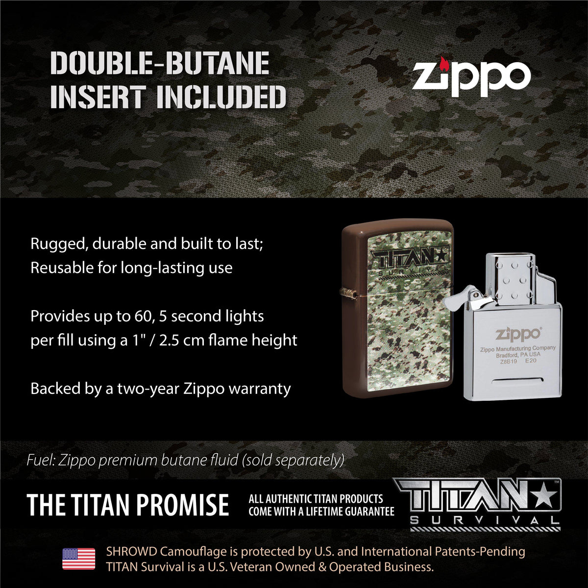 Camouflage Zippo Lighter Gift Set - Butane Torch