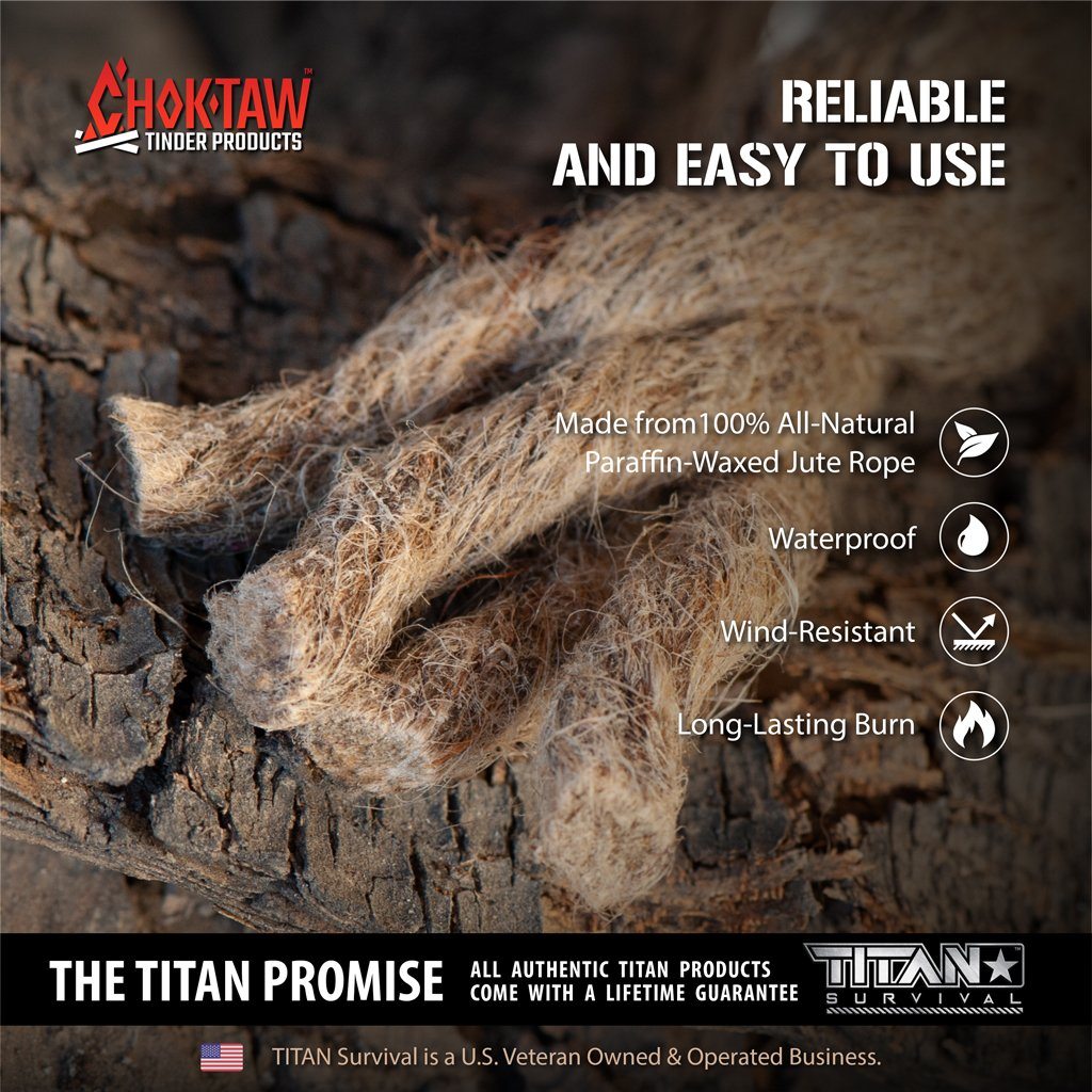 CHOKTAW Waxed Jute Rope Tinder Sticks TITAN Survival