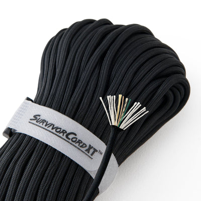 SurvivorCord XT Paracord | 100 FOOT SurvivorCord XT TITAN Survival 100 Foot Hank Black
