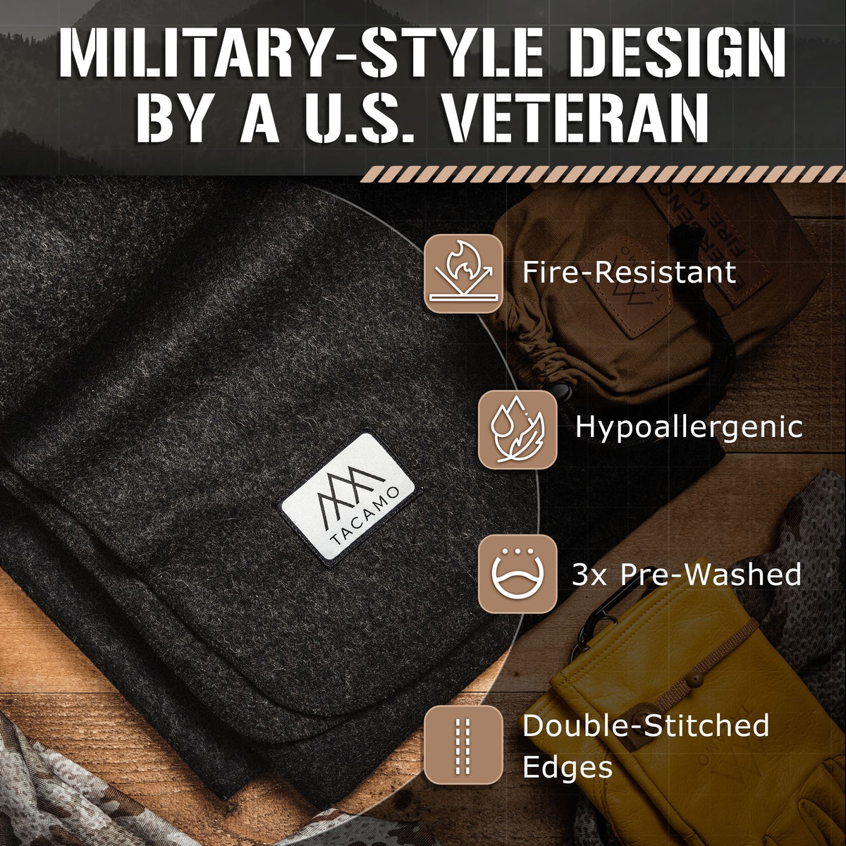 Military-Style Wool Blanket COVER TACAMO 