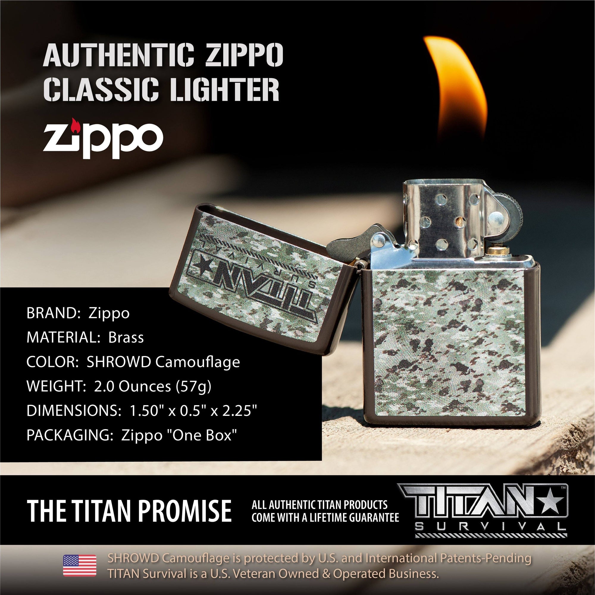 SHROWD Camouflage Zippo Lighter Gift Set | TITAN Survival