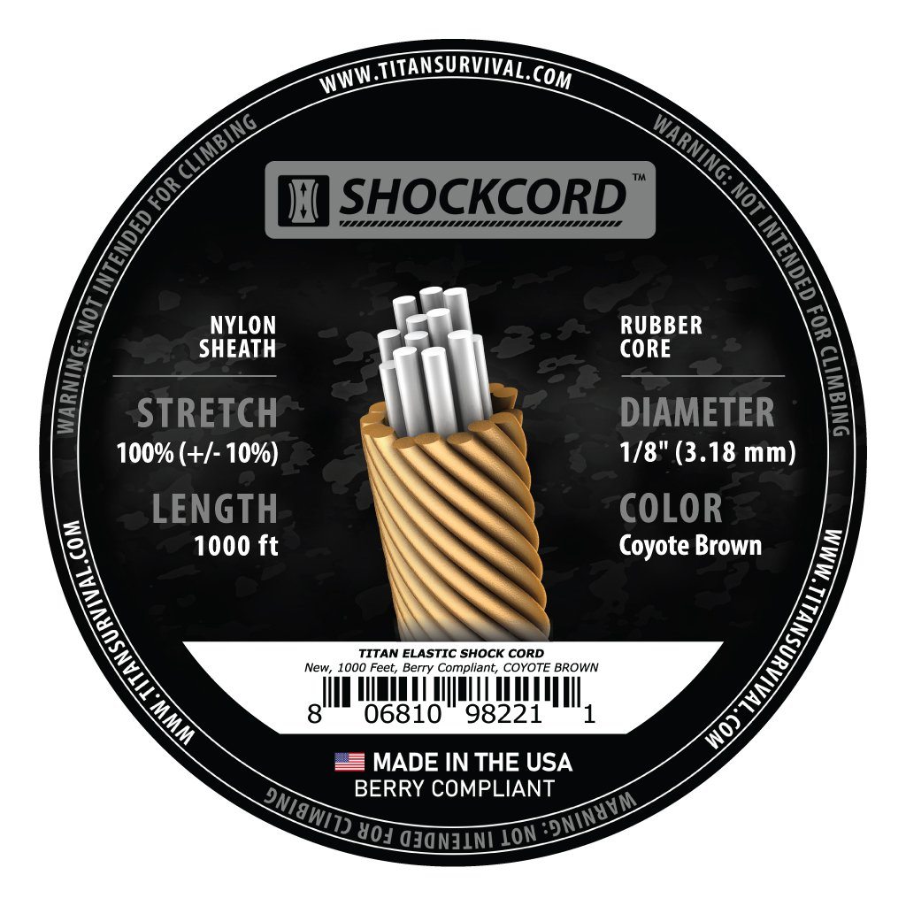 1/8 Coyote Brown Shock Cord, 1000 FT SPOOL