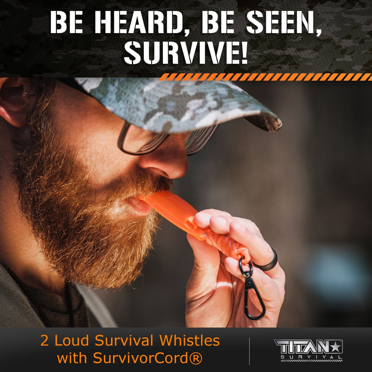 Emergency Whistles, 2-PACK Care TITAN Survival 