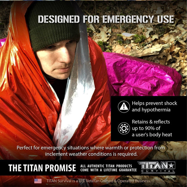 thumbnail image 2 of TITAN Survival XL Mylar Blankets 5-Pack - 70"x90", 90% Heat Retention, Waterproof 2 of 9