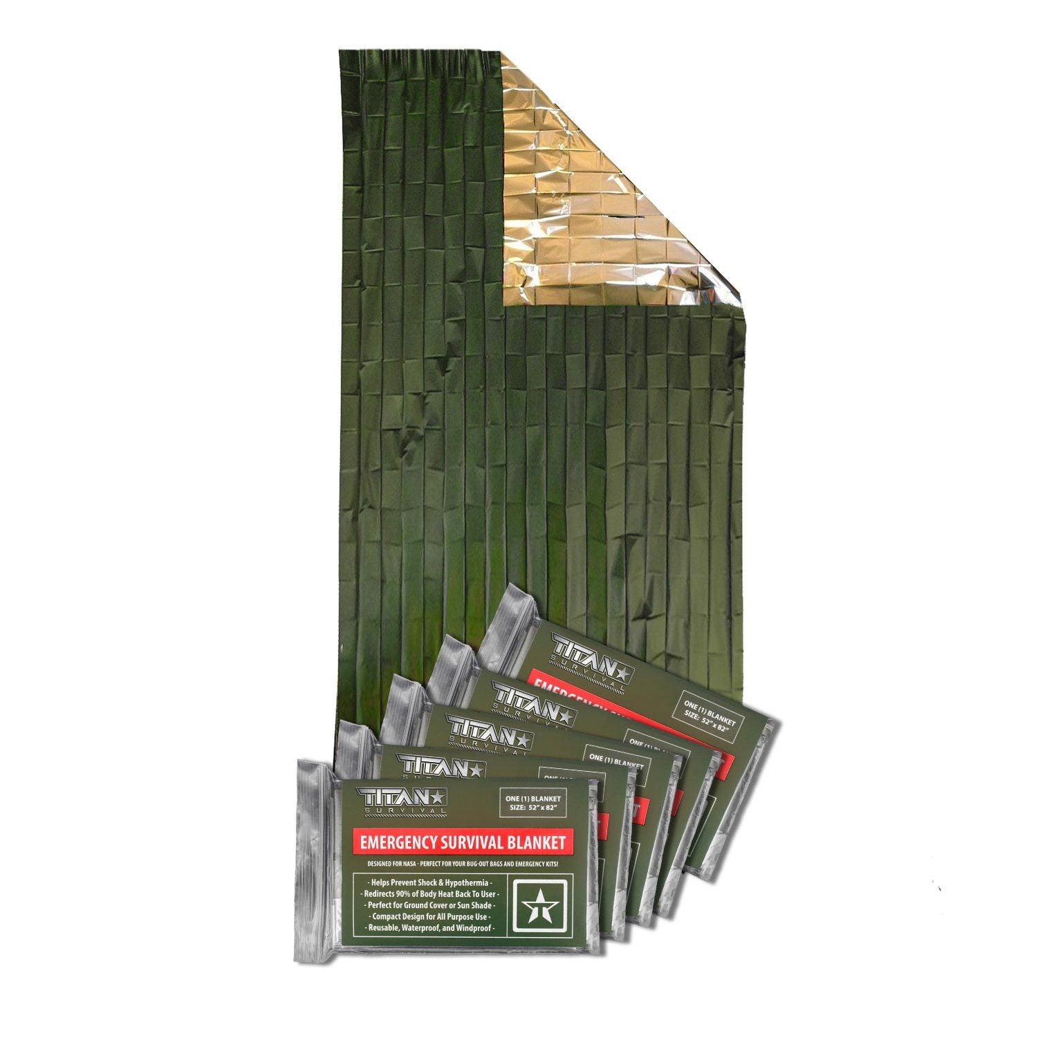 thumbnail image 2 of TITAN Survival XL Mylar Blankets 5-Pack - 70"x90", 90% Heat Retention, Waterproof 2 of 9