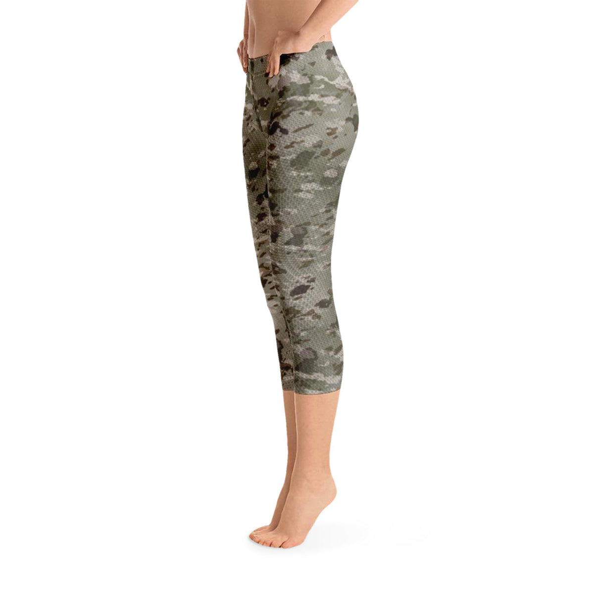 Camouflage Yoga Capri Leggings - Right Side