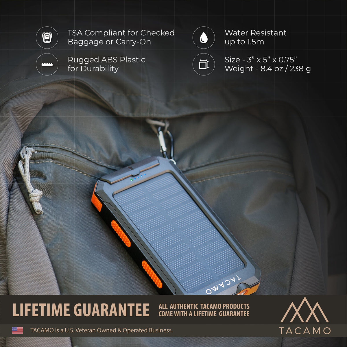 Solar Power Bank - TSA Compliant