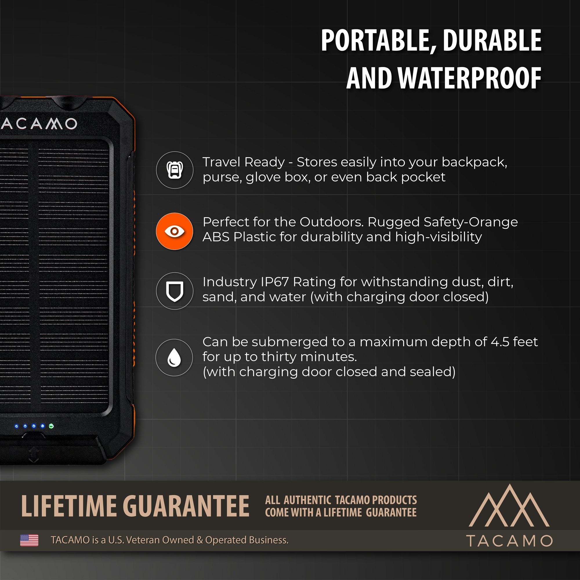 portable power bank tarkov TACAMO USB Rechargeable Solar Power Bank
