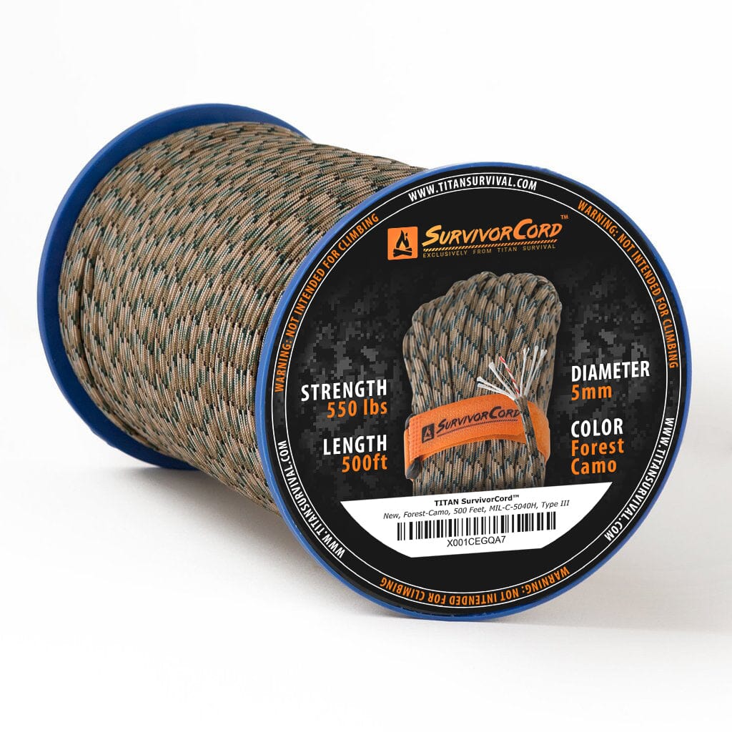 SurvivorCord | FOREST-CAMO SurvivorCord TITAN Survival 500 FT Spool 