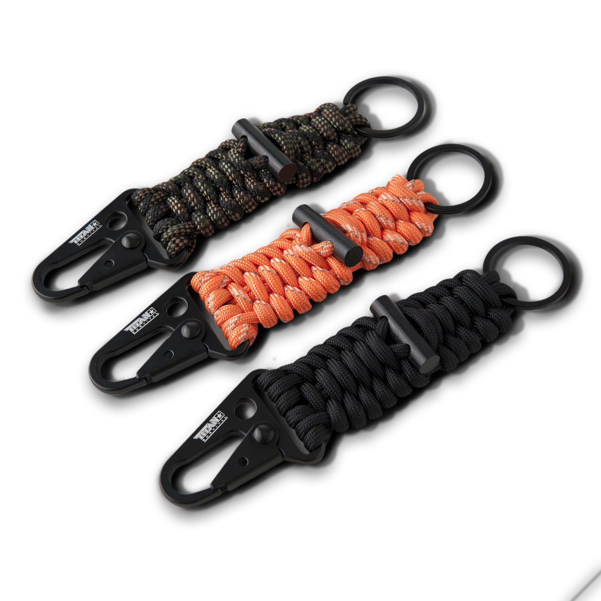 SurvivorCord Paracord Keychains 3 PACK TITAN Survival