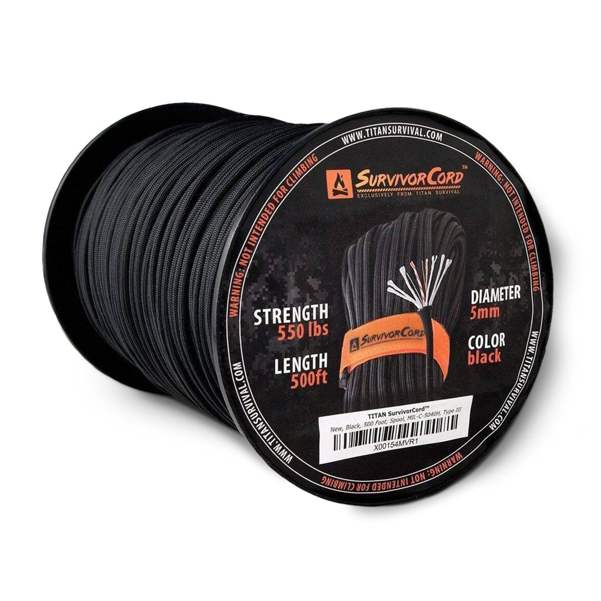 Black SurvivorCord Spool - TITAN Survival