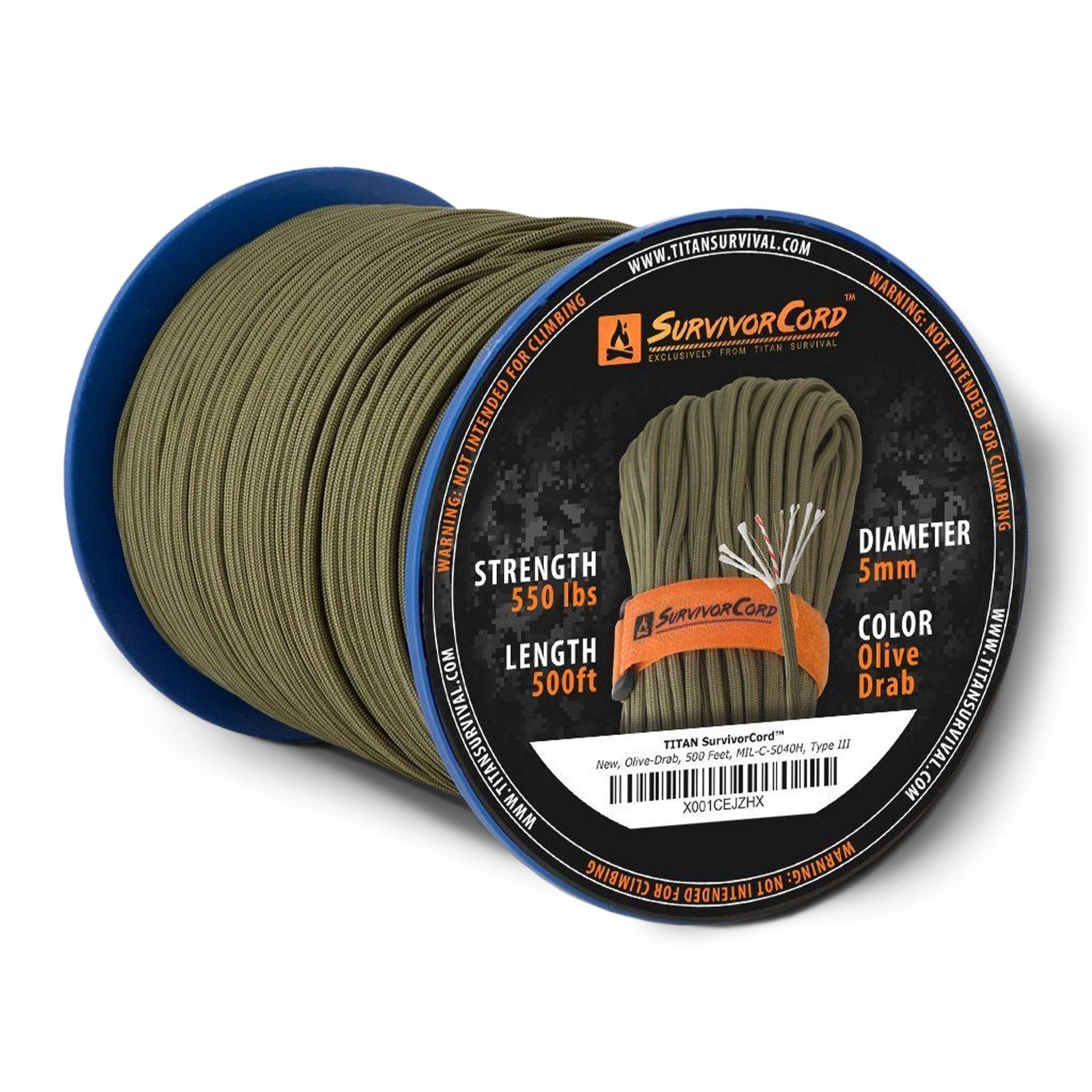 Olive-Drab SurvivorCord Spool - TITAN Survival