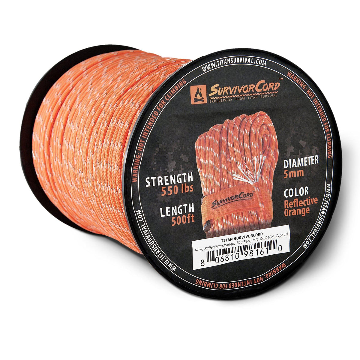 Reflective-Orange SurvivorCord Spool - TITAN Survival