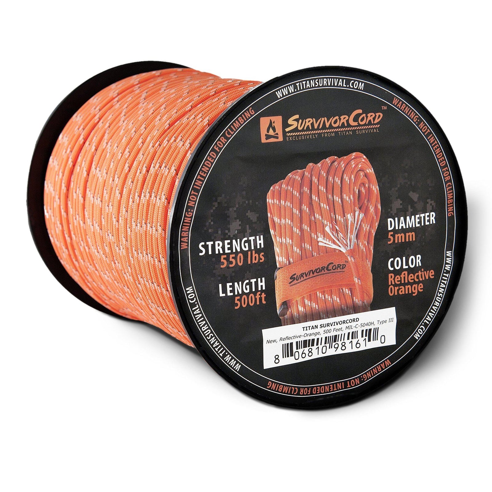 Reflective-Orange SurvivorCord Spool - TITAN Survival