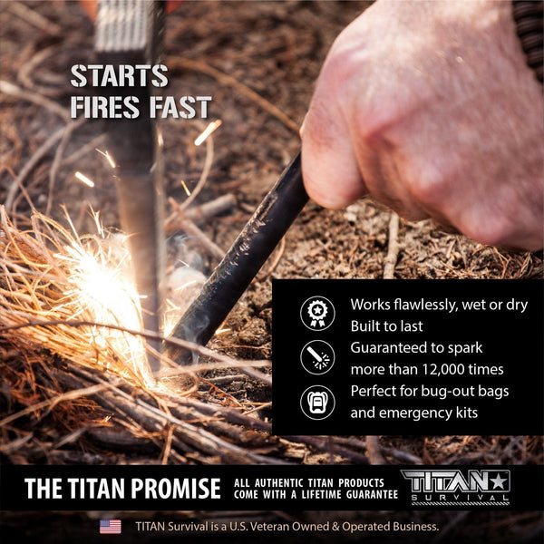 SurvivorSteel Ferrocerium Fire Starter - TITAN Survival